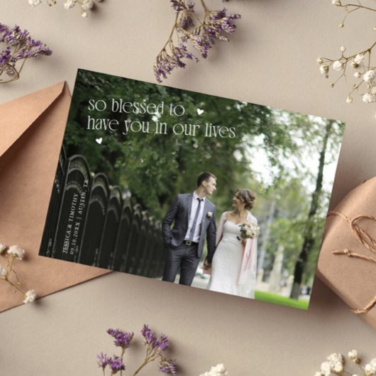 So Blessed Wedding Photo Thank You Card Dankeskarte