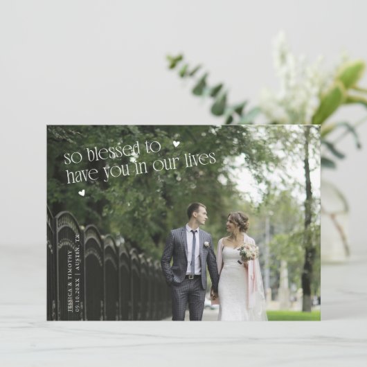 So Blessed Wedding Photo Thank You Card Dankeskarte (Stehend Vorderseite)