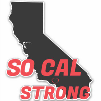 SO CAL STRONG Red Blk CA Kontur Herz Aufkleber