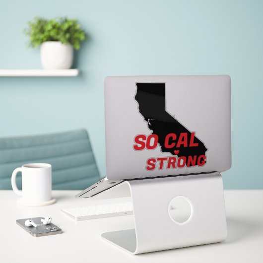 SO CAL STRONG Red Blk CA Solid Heart Aufkleber (Laptop auf Schreibtisch)