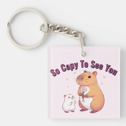 So Capy To See You – Cute Capybara Art  Schlüsselanhänger (Vorderseite)