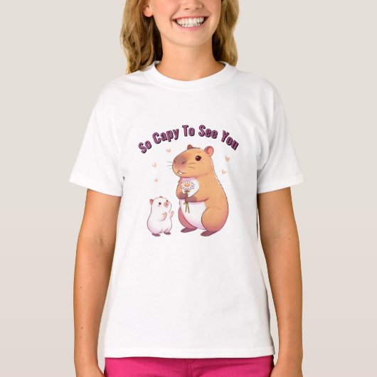 So Capy To See You – Cute Capybara Art T-Shirt (Vorderseite)