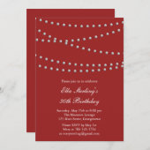 So Chic Pearls Birthday Invitation (rot) Einladung (Vorne/Hinten)