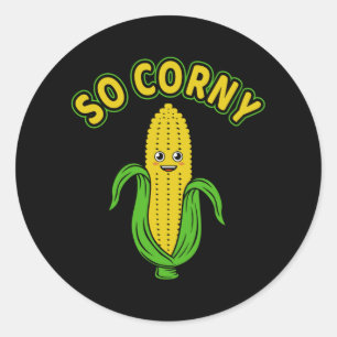 So Corny Corn am Cob Day Funny Corn Meme Pun Runder Aufkleber