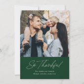 So dankbar Grün 2 Foto Erntedank Feiertagskarte (Vorderseite)