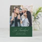 So dankbar Grün 2 Foto Erntedank Feiertagskarte (Stehend Vorderseite)