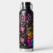 So Demure™ Erdbeeren Graffiti Mädchen | 32 oz Schw Trinkflasche (Vorderseite)