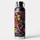 So Demure™ Erdbeeren Graffiti Mädchen | 32 oz Schw Trinkflasche (Rückseite)