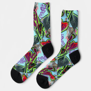 So durchnässtes Graffiti-Plakat Socken
