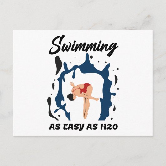So einfach wie H2O schwimmen - Funny Swim Design Postkarte (Vorderseite)