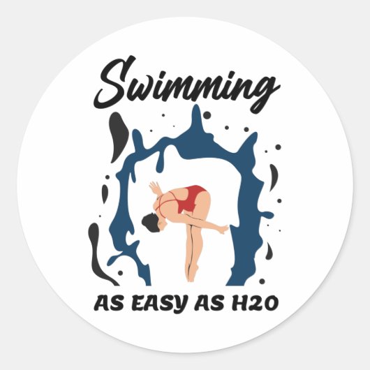 So einfach wie H2O schwimmen - Funny Swim Design Runder Aufkleber (Vorderseite)