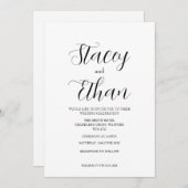 So einfache typografische Hochzeitseinladungen Einladung (Vorne/Hinten)