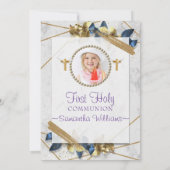So elegant Foto Erste Kommunion Einladung (Rückseite)