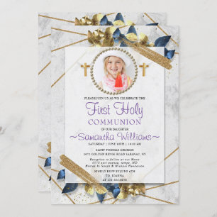 So elegant Foto Erste Kommunion Einladung