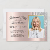 So Eleganter Glitzer Rose Gold Rente Party Einladung (Vorderseite)