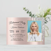 So Eleganter Glitzer Rose Gold Rente Party Einladung (Stehend Vorderseite)