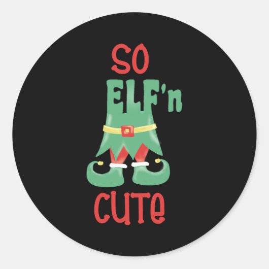 So Elfn Cute Funny Christmas Runder Aufkleber (Vorderseite)