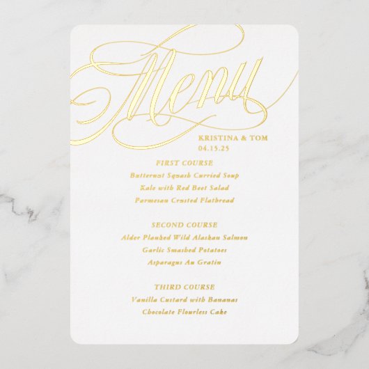 So Extravagante Menü Real Folieneinladung (Vorderseite)