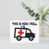 So fahre ich im Krankenwagen Postkarte (Stehend Vorderseite)
