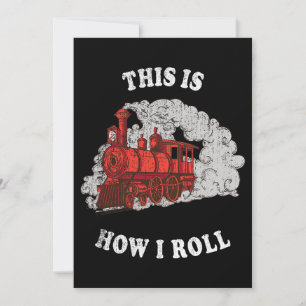 So fahre ich Lokomotive Trains Kids BO Einladung