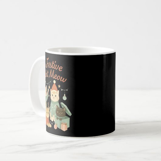 So Festive Right Meow Funny Christmas Santa Cat  Kaffeetasse (Vorderseite Links)