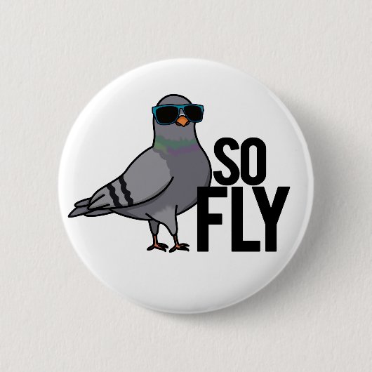 So Fly Funny Cool Taube Puff Button (Vorderseite)