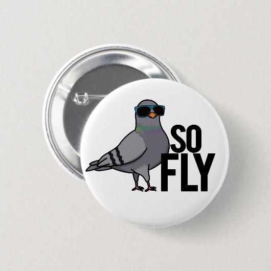 So Fly Funny Cool Taube Puff Button (Vorne & Hinten)