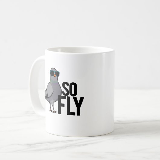 So Fly Funny Cool Taube Puff Kaffeetasse (Vorderseite Links)