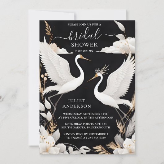 So fühlen Sie asiatisches Sky Cloud Crane Fun Brau Einladung (Vorderseite)