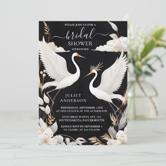 So fühlen Sie asiatisches Sky Cloud Crane Fun Brau Einladung (Stehend Vorderseite)