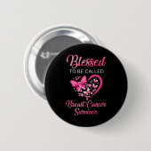 So genannte Brustkrebsüberlebung Pink Butterfly Button (Vorne & Hinten)