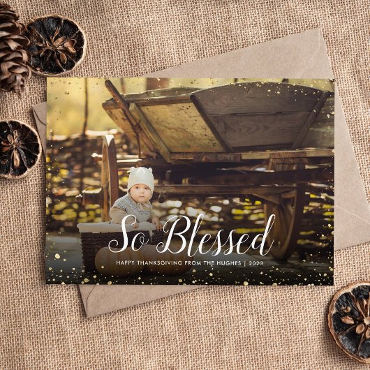 So gesegnet | Glitz Imitats Glitzer Foto Overlay Feiertagskarte
