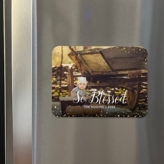 So gesegnet | Glitz Imitats Glitzer Foto Overlay Magnet