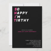 So glücklich im Thirty Funny Black Pink 30. Geburt Einladung (Vorderseite)