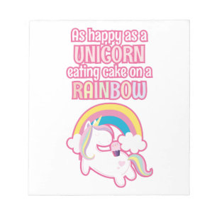 So glücklich wie ein Einhorn, der auf einem Regenb Notizblock