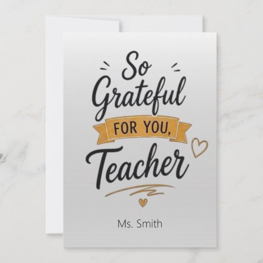 So Grateful for You Personalized Teacher  Karte (Vorderseite)