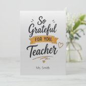 So Grateful for You Personalized Teacher  Karte (Stehend Vorderseite)