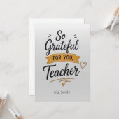 So Grateful for You Personalized Teacher  Karte (Vorderseite/Rückseite Beispiel)