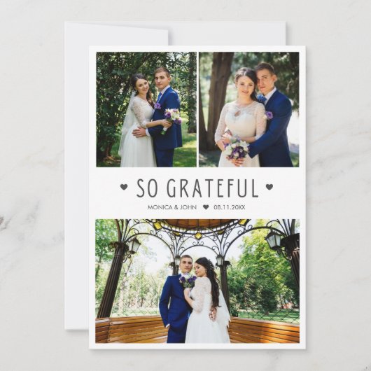 So Grateful Modern Wedding Photo Thank You Card Dankeskarte (Vorderseite)