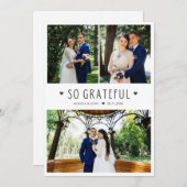 So Grateful Modern Wedding Photo Thank You Card Dankeskarte (Vorne/Hinten)