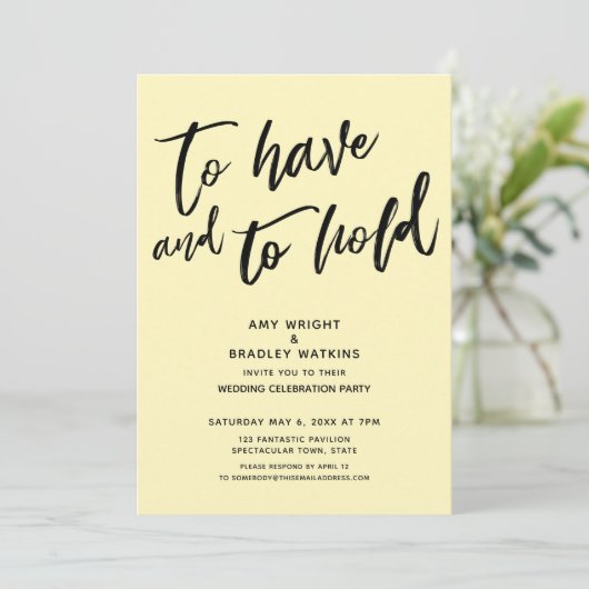 So haben Sie einen gelben Empfang und halten ihn b Einladung (Stehend Vorderseite)