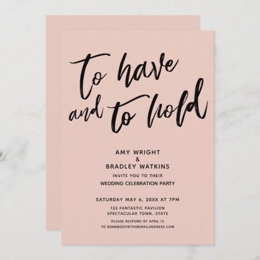 So haben und halten Sie die Handschrift des Empfan Einladung (Vorne/Hinten)