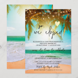 So heirateten wir heimlich, Strand Palmen Hochzeit Einladung