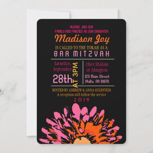 SO HÜBSCH DAISY Bat Mitzvah Einladung (Vorderseite)