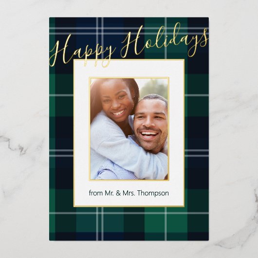 So Kariert Foto Frame Happy Holidays Folien Feiertagskarte (Vorderseite)