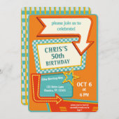 So klassische Retro-Zeichen 50 Geburtstag Einladung (Vorne/Hinten)