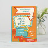 So klassische Retro-Zeichen 50 Geburtstag Einladung (Stehend Vorderseite)