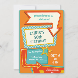 So klassisches Retro-Schild 50. Geburtstag Einladung