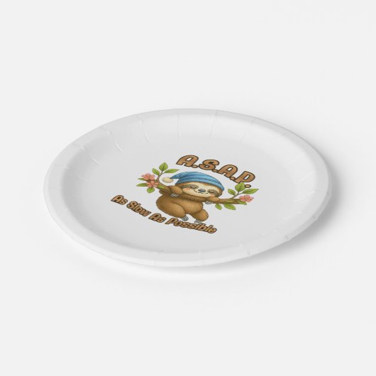 So langsam wie möglich - Niedlicher Sloth ASAP Cla Pappteller (Schrägansicht)