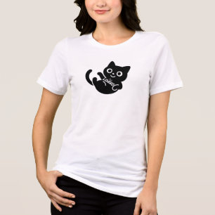 So Lazy Cat T‑Shirt – Süße minimalistische schwarz Tri-Blend Shirt